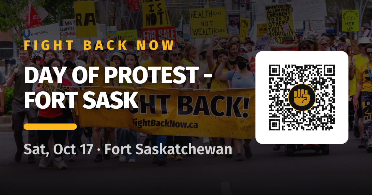 Share card for Day of Protest - Fort Sask