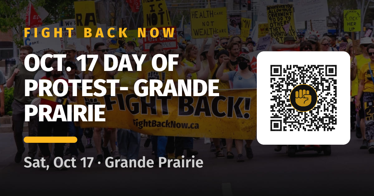 Share card for Oct. 17 Day of Protest- Grande Prairie