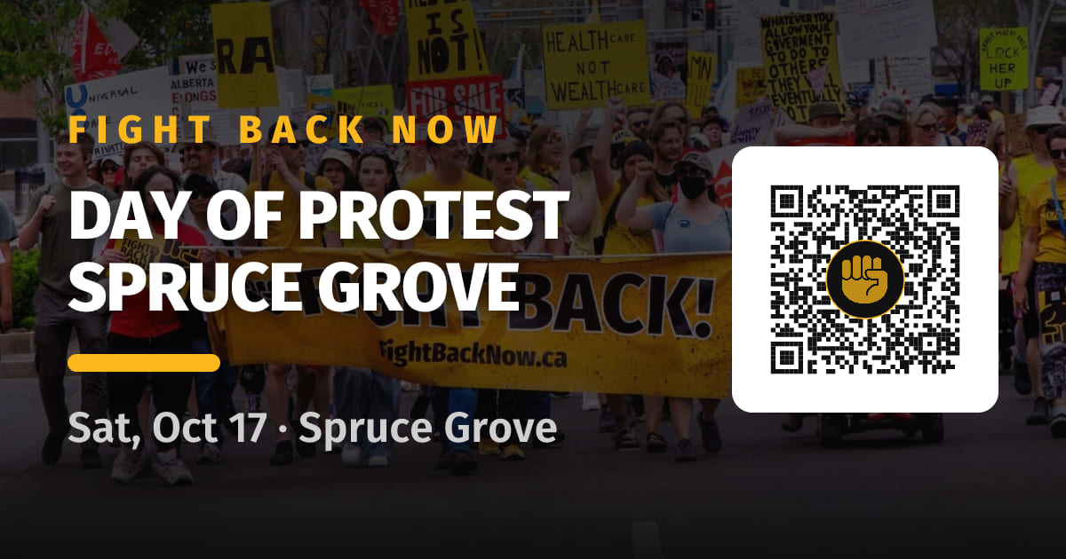Share card for Day of Protest Spruce Grove