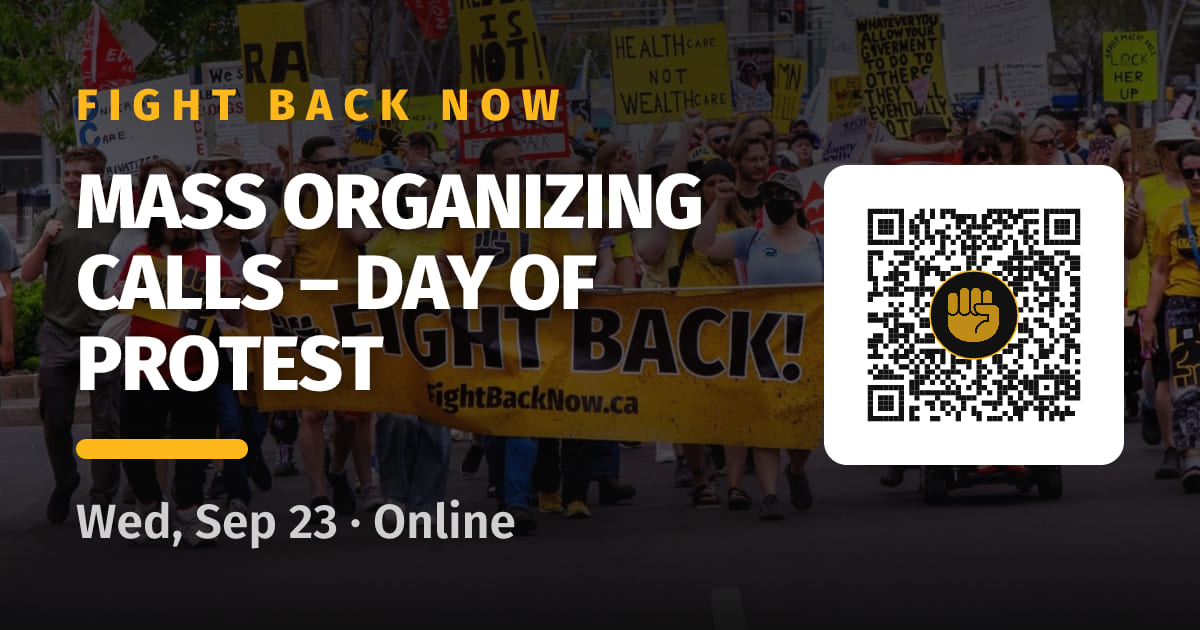 Share card for Mass Organizing Calls – Day of Protest